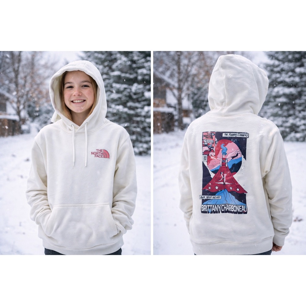 The North Face Teen Unisex M Medium Cream Graphic Hoodie‎ Never Stop